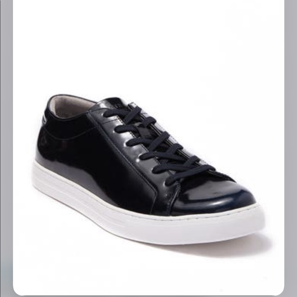 Black patent leather sneakers